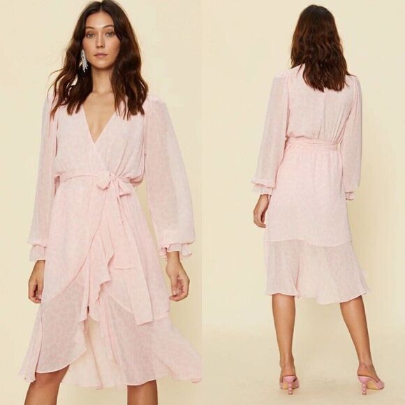LPA Ruffle Duster With Peasant Sleeve Women’s Size Small Pink Dress - Picture 1 of 6